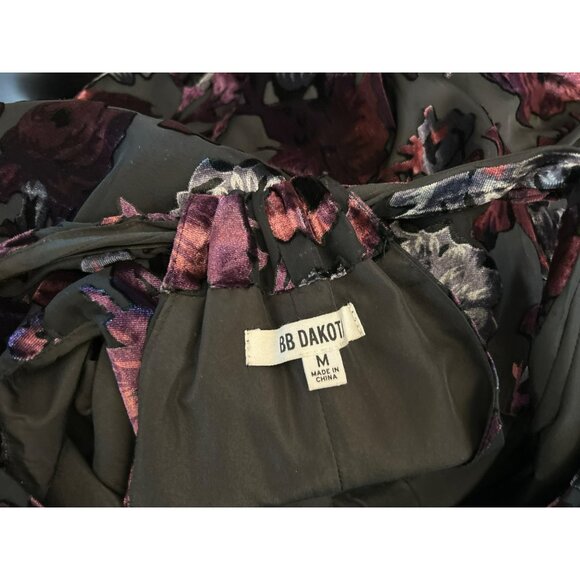 BB Dakota Black Purple Burnout Velvet Halter Dress Sz M Whimsigoth Dark Romantic - Picture 5 of 7